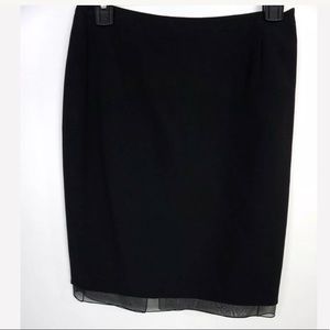Akris wool black pencil skirt mesh lining size 4